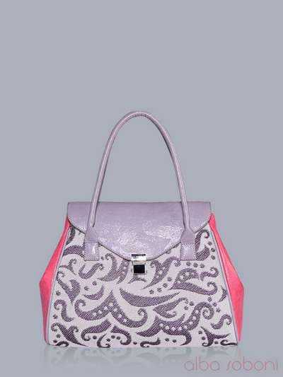 Літня сумка з вышивкою, модель 150861 сірий-корал. Зображення товару, вид спереду.