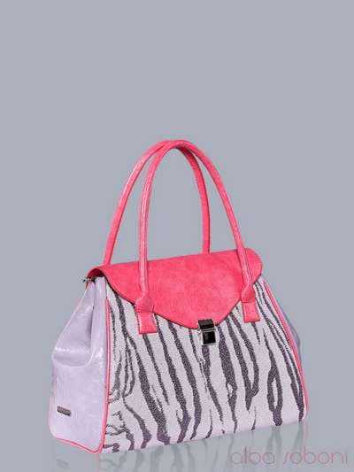 Модна сумка з вышивкою, модель 150862 корал-сірий. Зображення товару, вид збоку.