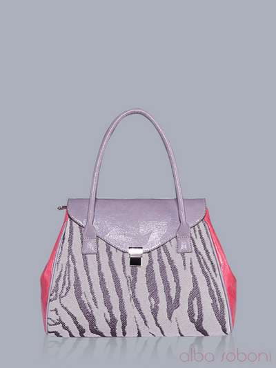 Молодіжна сумка з вышивкою, модель 150862 сірий-корал. Зображення товару, вид спереду.