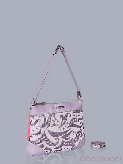 Молодіжна сумка з вышивкою, модель 150871 корал-сірий. Зображення товару, вид ззаду.