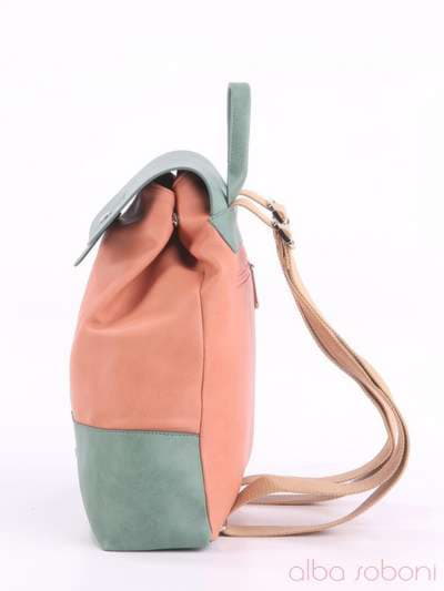 Жіночий рюкзак, модель 160032 персиковий-зелений. Зображення товару, вид додатковий.