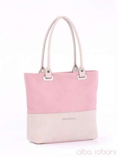 Брендова сумка, модель 160020 рожевий-сірий. Зображення товару, вид спереду.