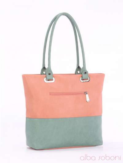 Модна сумка, модель 160022 персиковий-зелений. Зображення товару, вид збоку.