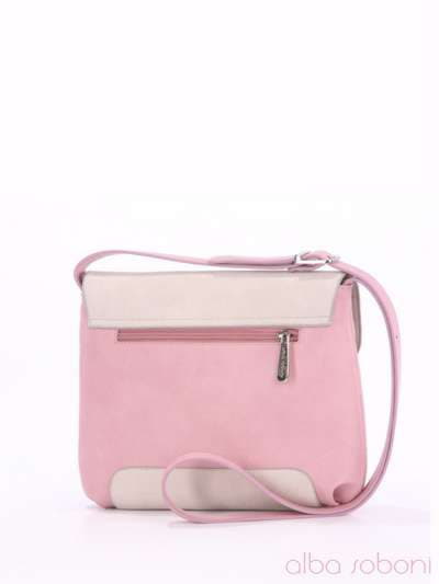 Брендова сумочка, модель 160040 рожевий-сірий. Зображення товару, вид збоку.