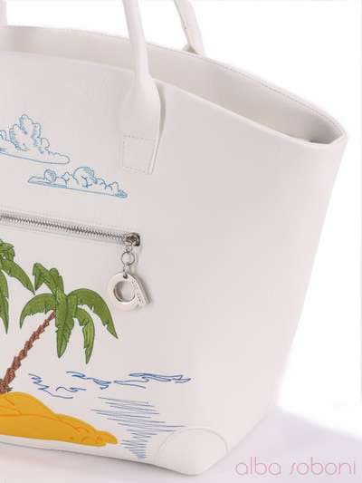 Модна сумка з вышивкою, модель 160220 білий. Зображення товару, вид додатковий.