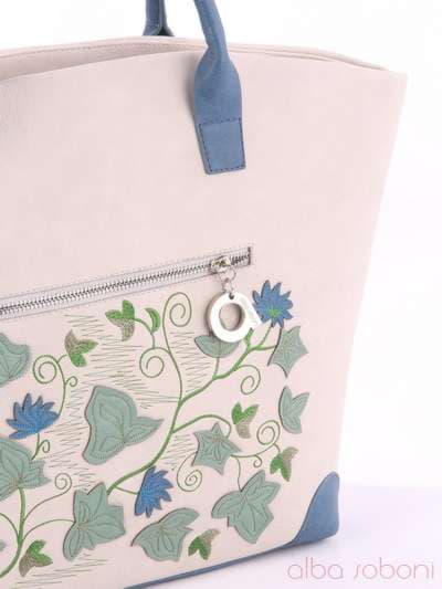 Літня сумка з вышивкою, модель 160221 сірий. Зображення товару, вид додатковий.