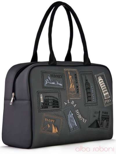 Шкільна сумка з вышивкою, модель 120760 сірий. Зображення товару, вид збоку.
