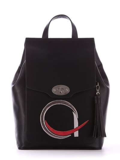 Модний рюкзак з вышивкою, модель 172948 чорний. Зображення товару, вид спереду.