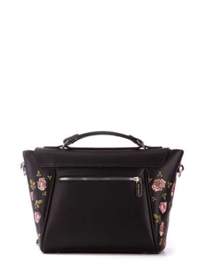Брендова сумка-портфель з вышивкою, модель 172571 чорний. Зображення товару, вид ззаду.