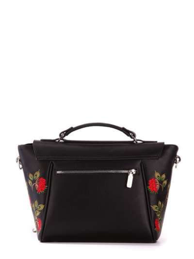 Брендова сумка-портфель з вышивкою, модель 172572 чорний. Зображення товару, вид ззаду.