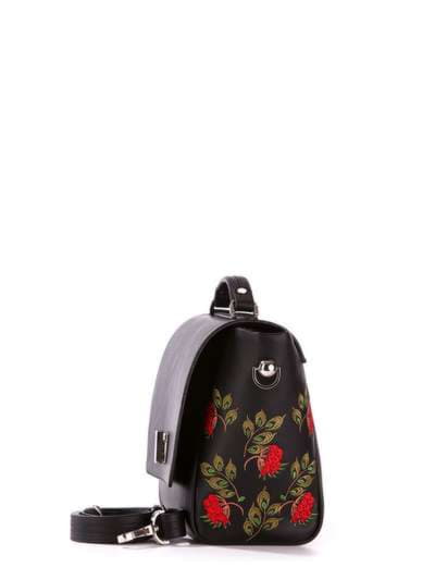 Брендова сумка-портфель з вышивкою, модель 172572 чорний. Зображення товару, вид додатковий.