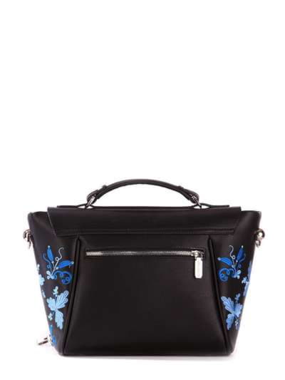 Молодіжна сумка-портфель з вышивкою, модель 172573 чорний. Зображення товару, вид ззаду.