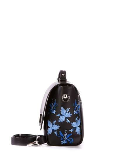 Молодіжна сумка-портфель з вышивкою, модель 172573 чорний. Зображення товару, вид додатковий.