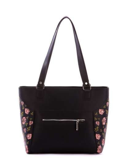 Стильна сумка з вышивкою, модель 172561 чорний. Зображення товару, вид ззаду.