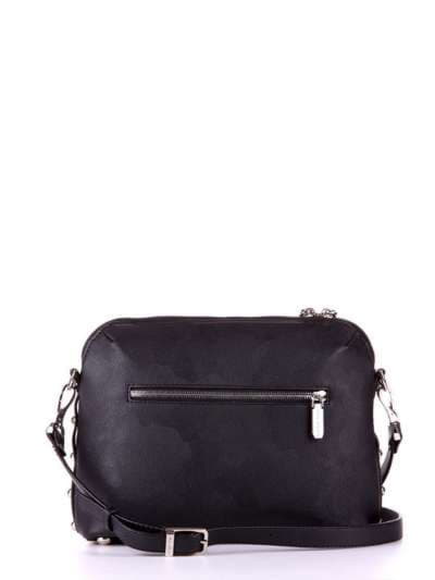 Брендова сумка через плече з вышивкою, модель 172712 чорний. Зображення товару, вид ззаду.