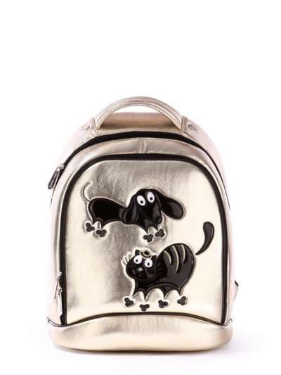Шкільний рюкзак з вышивкою, модель 171302 золото. Зображення товару, вид спереду.