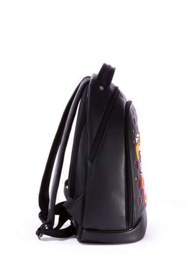 Жіночий рюкзак з вышивкою, модель 171305 чорний. Зображення товару, вид ззаду.