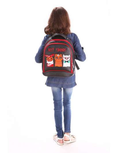 Шкільний рюкзак з вышивкою, модель 171306 чорний. Зображення товару, вид додатковий.
