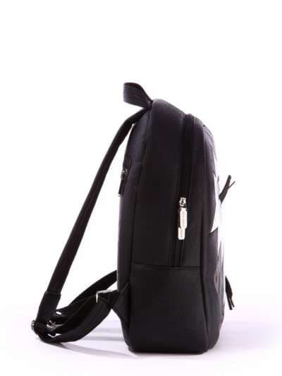 Брендовий рюкзак з вышивкою, модель 171312 чорний. Зображення товару, вид ззаду.