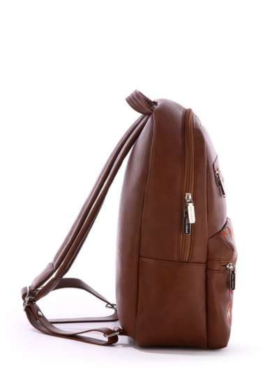 Модний рюкзак з вышивкою, модель 171373 коричневий. Зображення товару, вид ззаду.