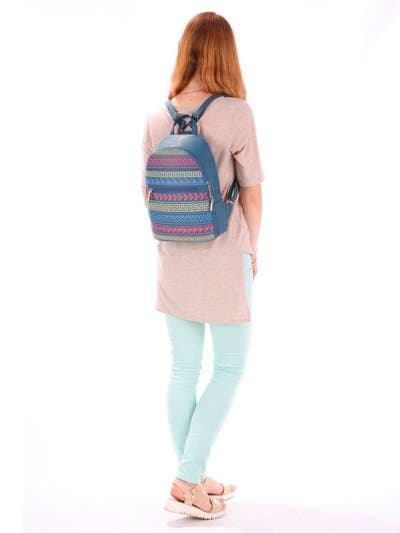 Шкільний рюкзак з вышивкою, модель 171382 синій. Зображення товару, вид додатковий.