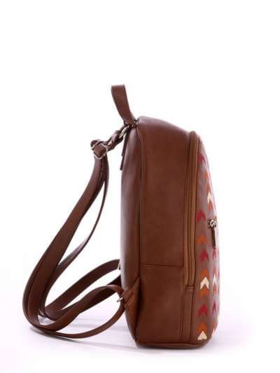 Шкільний рюкзак з вышивкою, модель 171383 коричневий. Зображення товару, вид ззаду.