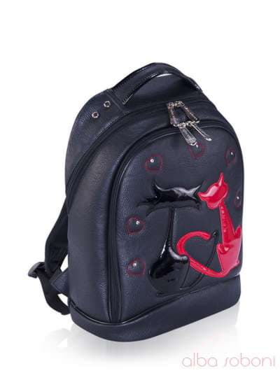 Стильний рюкзак з вышивкою, модель 161703 чорний. Зображення товару, вид збоку.