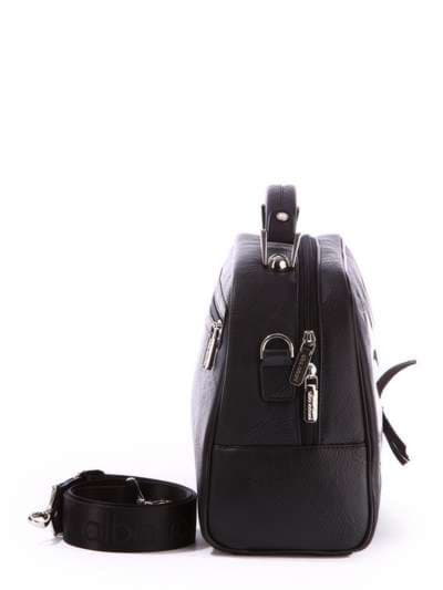 Стильна молодіжна сумка з вышивкою, модель 171322 чорний. Зображення товару, вид ззаду.