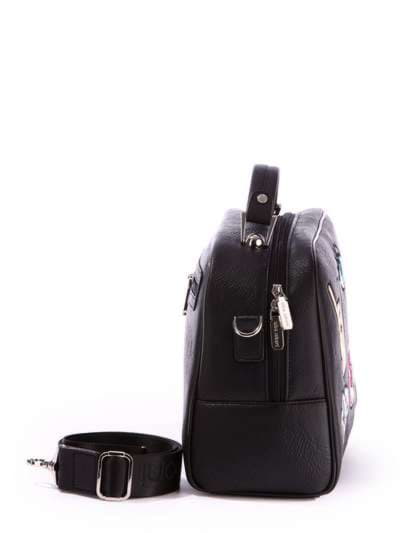 Жіноча молодіжна сумка з вышивкою, модель 171323 чорний. Зображення товару, вид ззаду.