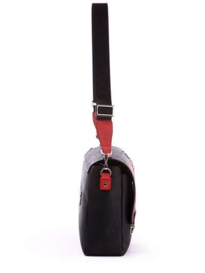 Шкільна молодіжна сумка-портфель з вышивкою, модель 171331 чорний. Зображення товару, вид ззаду.