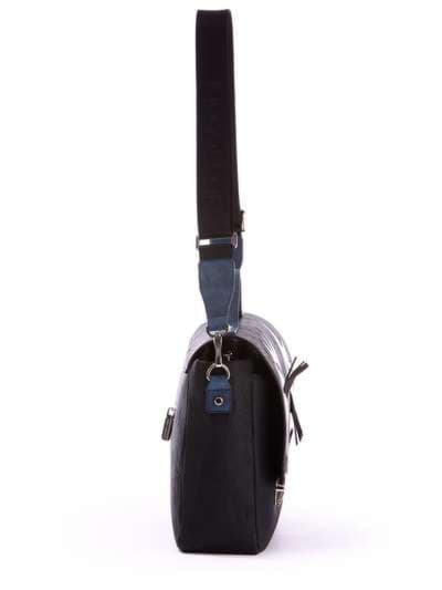 Брендова молодіжна сумка-портфель з вышивкою, модель 171332 чорний. Зображення товару, вид ззаду.