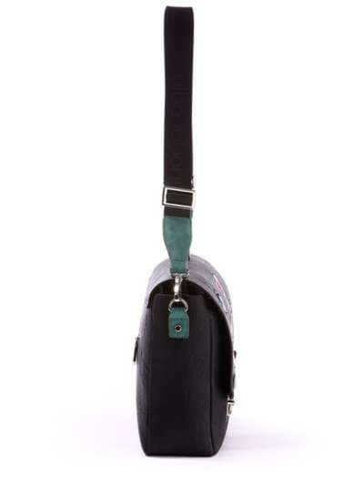 Шкільна молодіжна сумка-портфель з вышивкою, модель 171333 чорний. Зображення товару, вид ззаду.