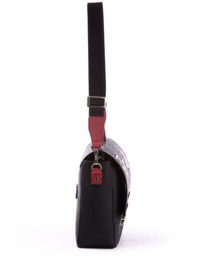 Шкільна молодіжна сумка-портфель з вышивкою, модель 171334 чорний. Зображення товару, вид ззаду.