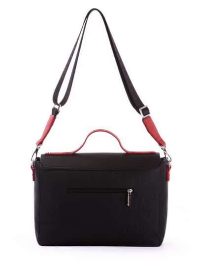 Стильна молодіжна сумка-портфель з вышивкою, модель 171335 чорний. Зображення товару, вид додатковий.