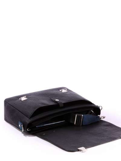 Брендова молодіжна сумка-портфель з вышивкою, модель 171336 чорний. Зображення товару, вид додатковий.