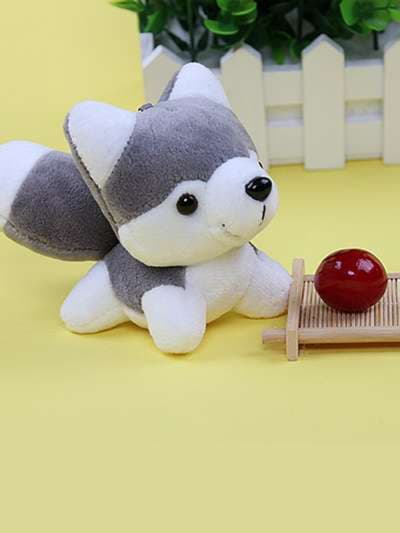 Молодіжний брелок м'яка іграшка собака хаскі сірий. Зображення товару, вид 3