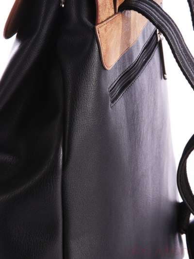 Модний рюкзак, модель 162035 чорно-коричневий. Зображення товару, вид ззаду.