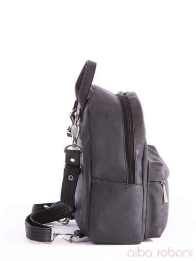Стильний рюкзак, модель 162066 чорний. Зображення товару, вид ззаду.