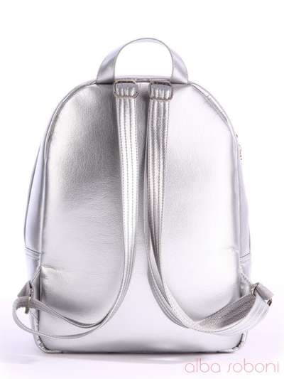 Модний рюкзак, модель 162073 срібло. Зображення товару, вид ззаду.