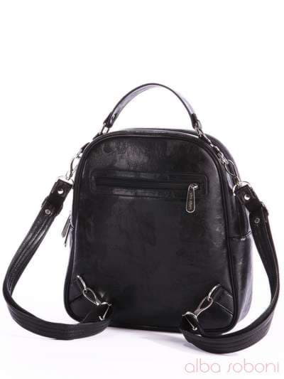 Брендовий рюкзак з вышивкою, модель 162441 чорний. Зображення товару, вид ззаду.