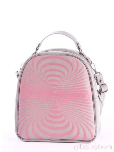 Брендовий рюкзак з вышивкою, модель 162441 сірий. Зображення товару, вид збоку.