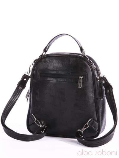 Брендовий рюкзак з вышивкою, модель 162442 чорний. Зображення товару, вид ззаду.
