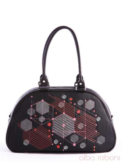 Модна сумка з вышивкою, модель 162412 чорний. Зображення товару, вид збоку.