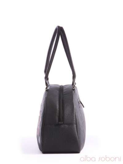 Модна сумка з вышивкою, модель 162412 чорний. Зображення товару, вид ззаду.