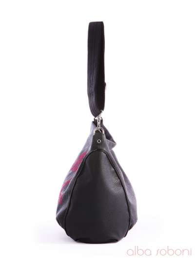 Модна сумка з вышивкою, модель 162421 чорний. Зображення товару, вид ззаду.
