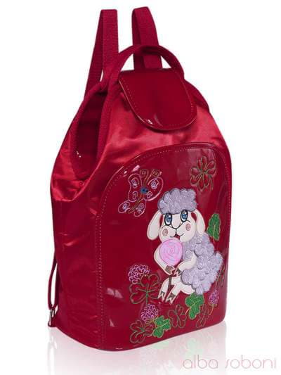 Стильний дитячий рюкзак з вышивкою, модель 0175 червоний. Зображення товару, вид збоку.