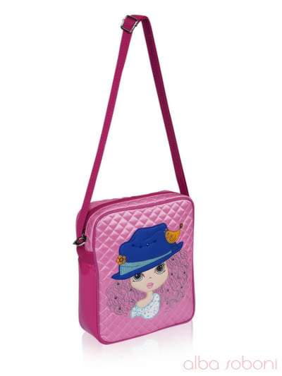 Стильна дитяча сумочка з вышивкою, модель 0313 рожевий. Зображення товару, вид збоку.