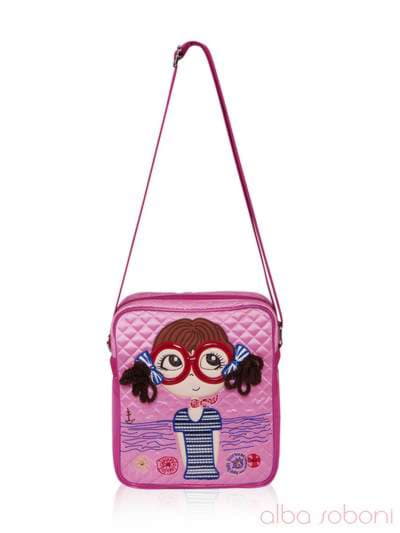 Стильна дитяча сумочка з вышивкою, модель 0315 рожевий. Зображення товару, вид спереду.