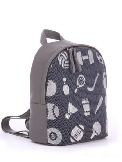 Стильний дитячий рюкзак з вышивкою, модель 0682 сірий. Зображення товару, вид збоку.