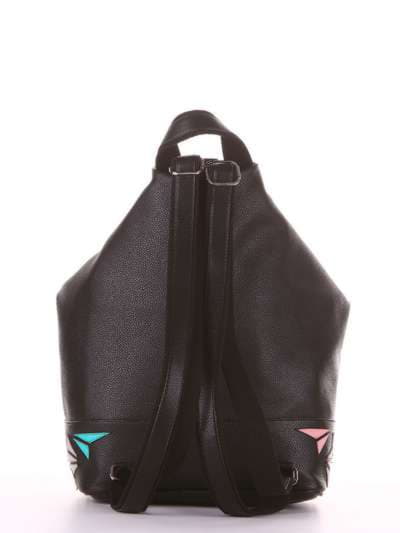 Жіночий рюкзак з вышивкою, модель 181401 чорний. Зображення товару, вид додатковий.